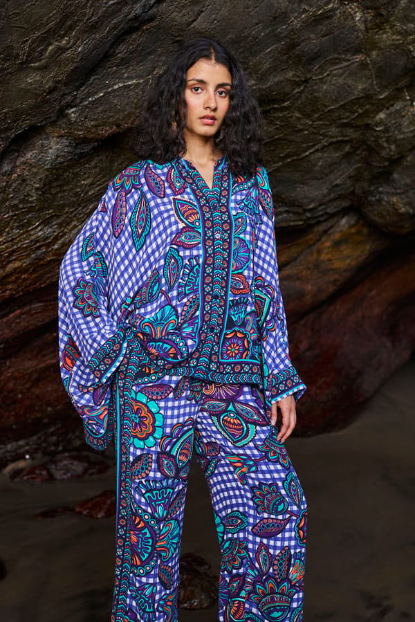 Multi Printed Wide-Leg Trousers with Side Pockets — Dash and Dot