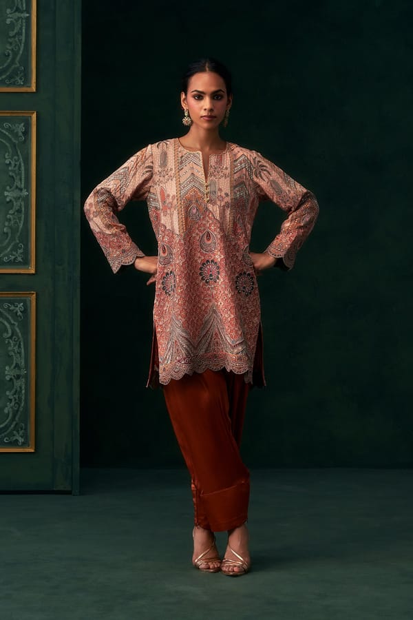 Ameera Crepe Satin Embroidered Matching Set — NEETIKA CHOPRA