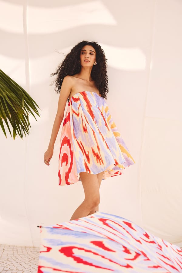 Strapless Multicolor Printed A-Line Mini Dress — Zip by Payal Zinal