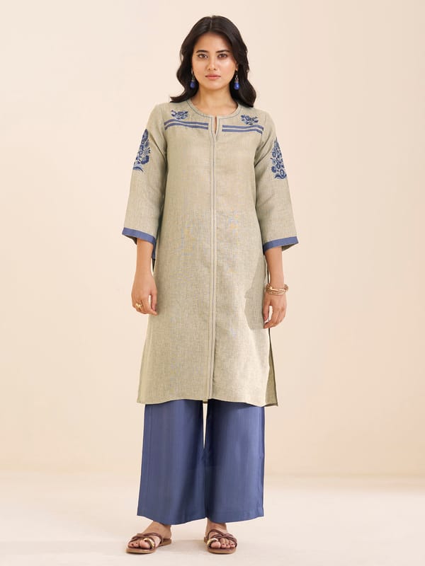 Women Beige Viscose Blend Kurta Set with Subtle — Truly SMA