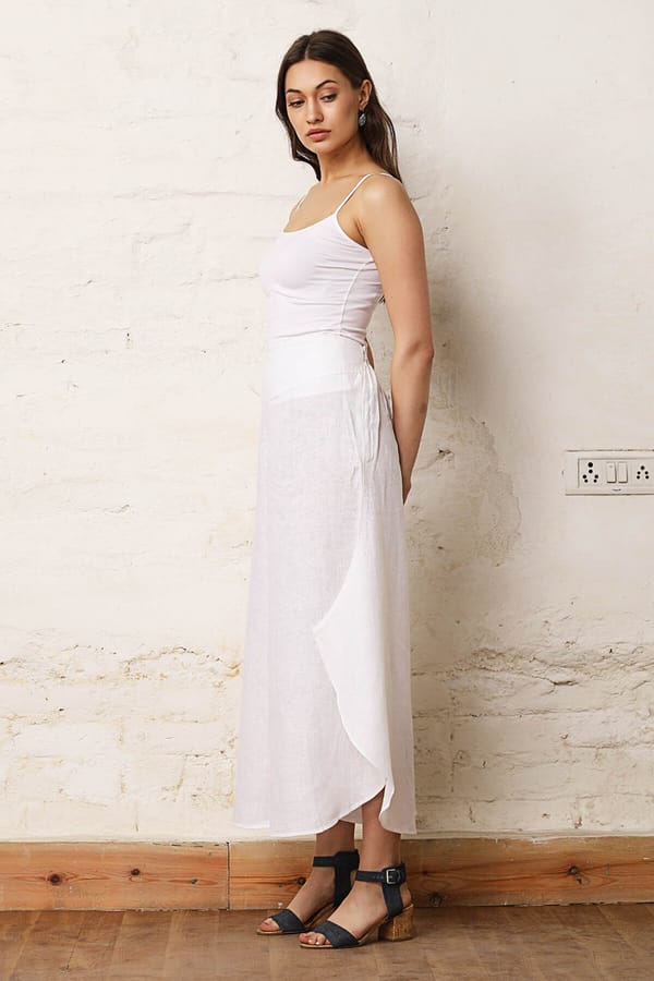 White Linen High-Rise Palazzo Trousers — YELL