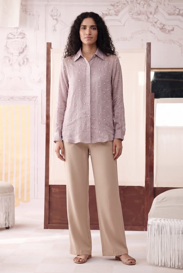 Mauve Chinnon Pearl Embroidered Top — Basanti Kapde aur Koffee