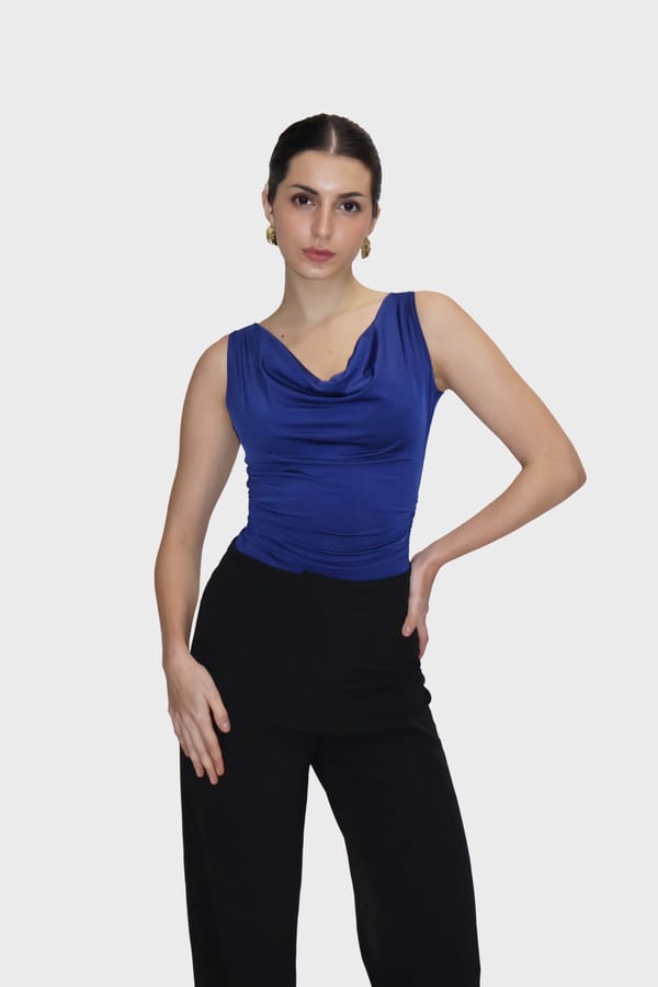 Blue Cowl Neck Bodysuit - Prism Bodysuit (Navy) — Select Staples