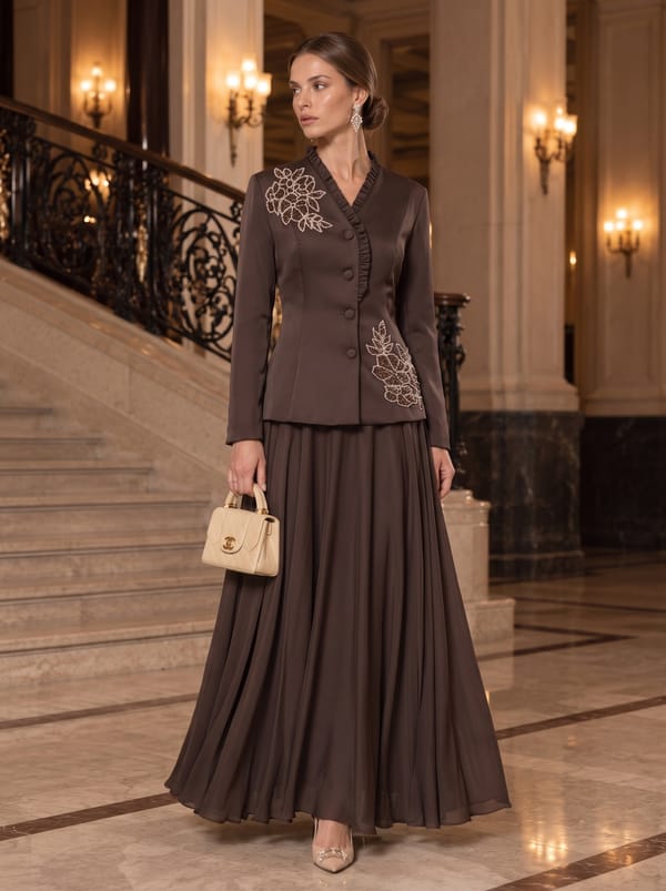 Embellished Blazer And Skirt Set — Caran