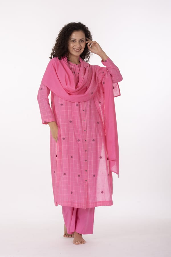 Rosé Check Midi Dress Co-ord — Khat