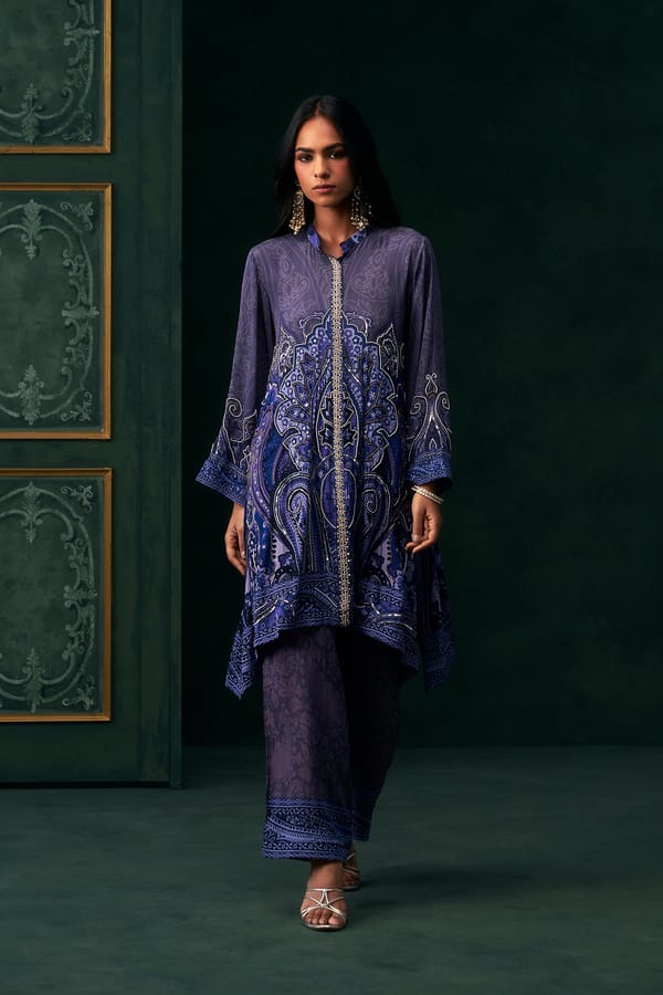 Ishira Crepe Printed Hand Embroidered Matching Set — NEETIKA CHOPRA