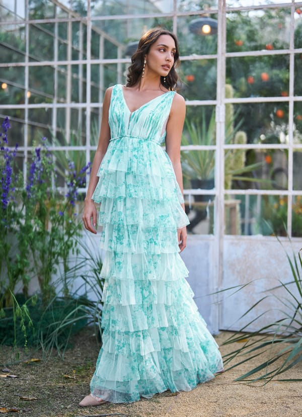 Cascading Printed Gown — Dash and Dot