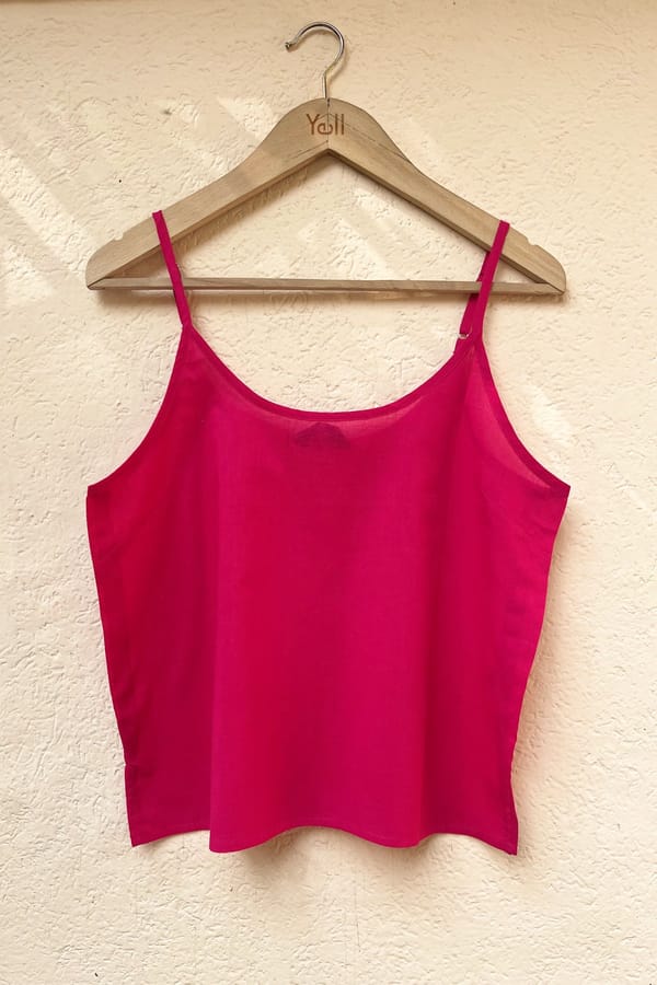 Pink Spaghetti Strap Scoop-Neck Cami Top — YELL