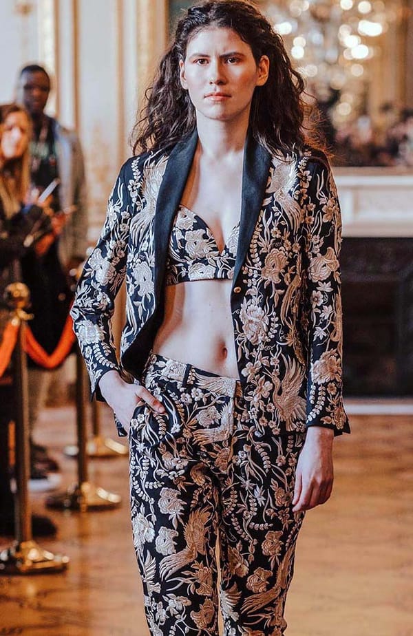 Black All-Over Embroidered Tailored Blazer — Dash and Dot