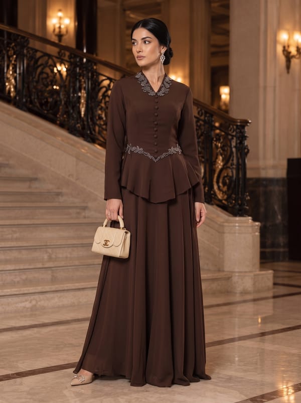 Brown Embellished Dress — Miss Gloria