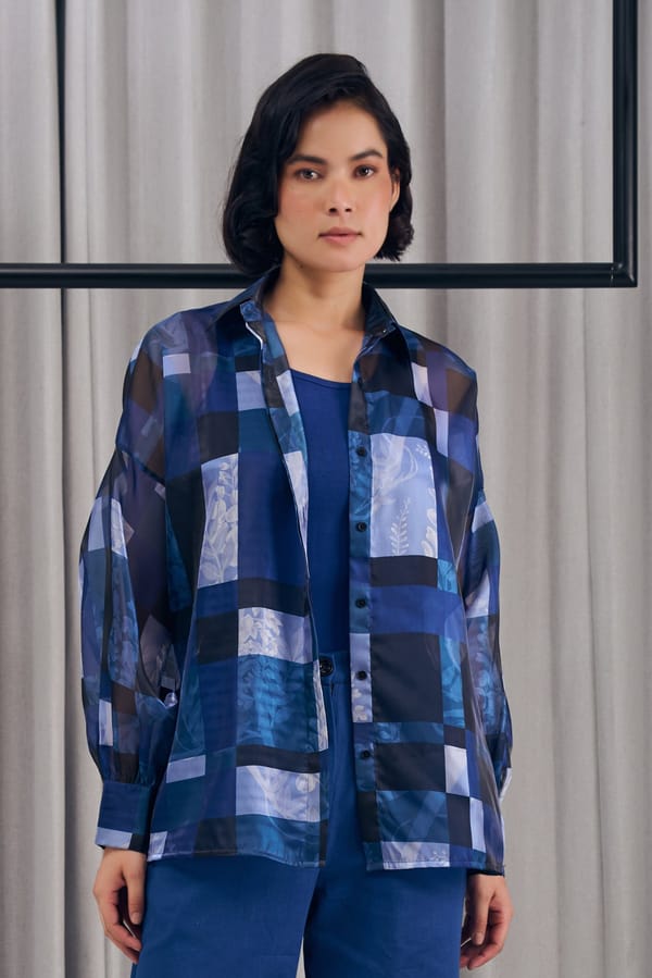 Midnight Checked Oversized Shirt — Pocketful Of Cherrie