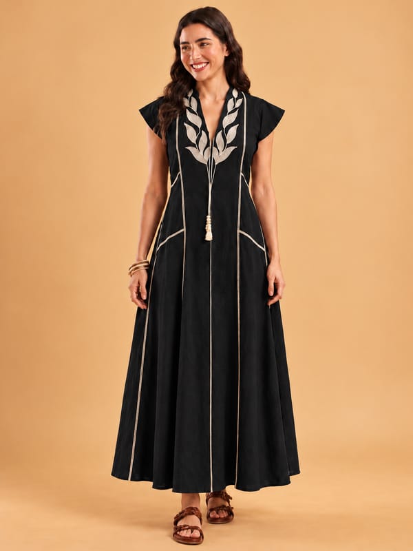 Leaf Panel Maxi Dress — ANISETTE