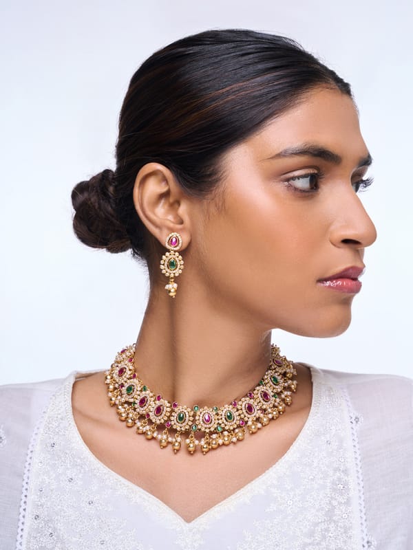 Pink Green Necklace Set — Cao Jewellery