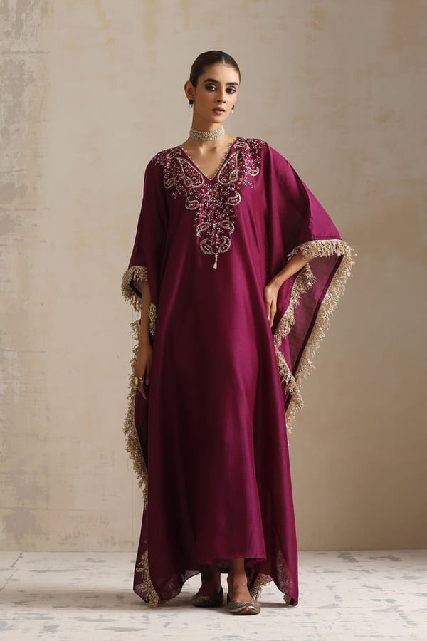 Aubergine Zora Kaftan Set — Shikha Mehta