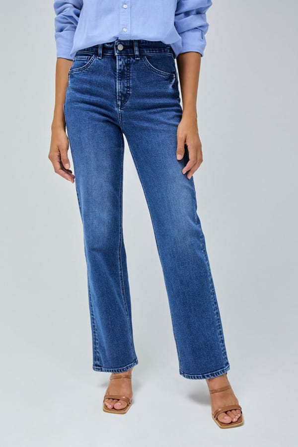 Medium Wash High-Rise Straight-Leg Jeans — SALSA JEANS
