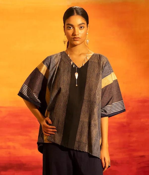 Illume Luma Navy Blue Kaftan Top — Banana Labs