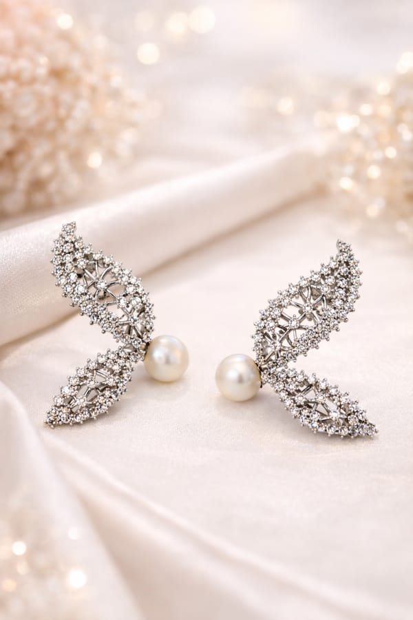 Pearl Crystal Wing Drop Earrings — SilvPop Jewels