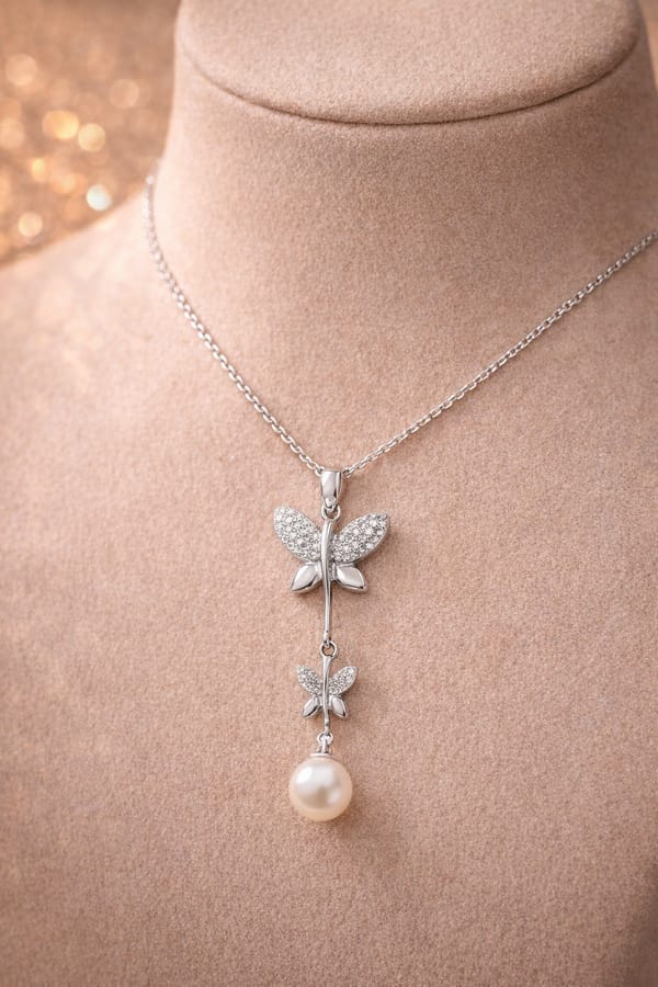 Pearl Butterfly Pendant — SilvPop Jewels