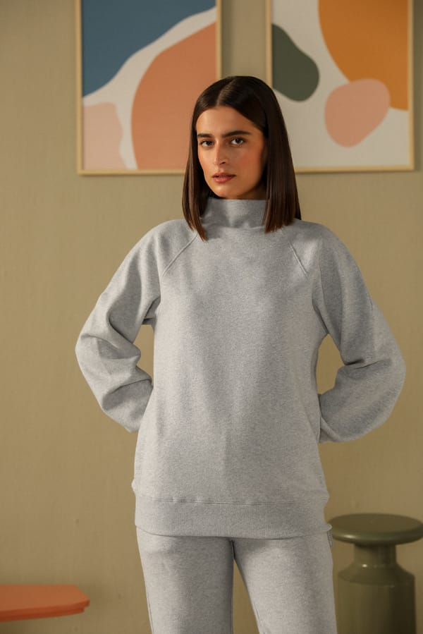 Grey Heather Fleece Sweatshirt and Pants Co-ord Set — Muvazo