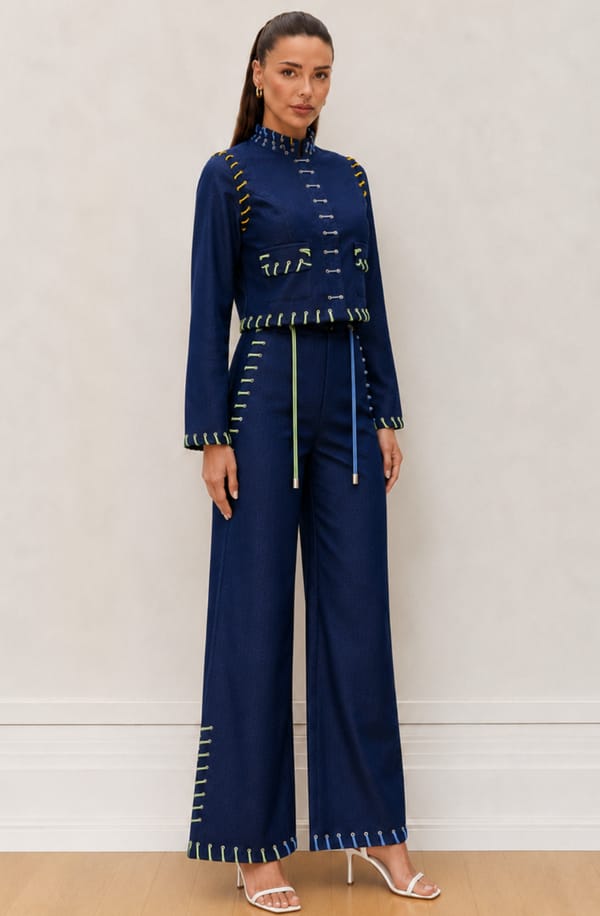 Navy Blue Cord Detail Set — OMBRELLO
