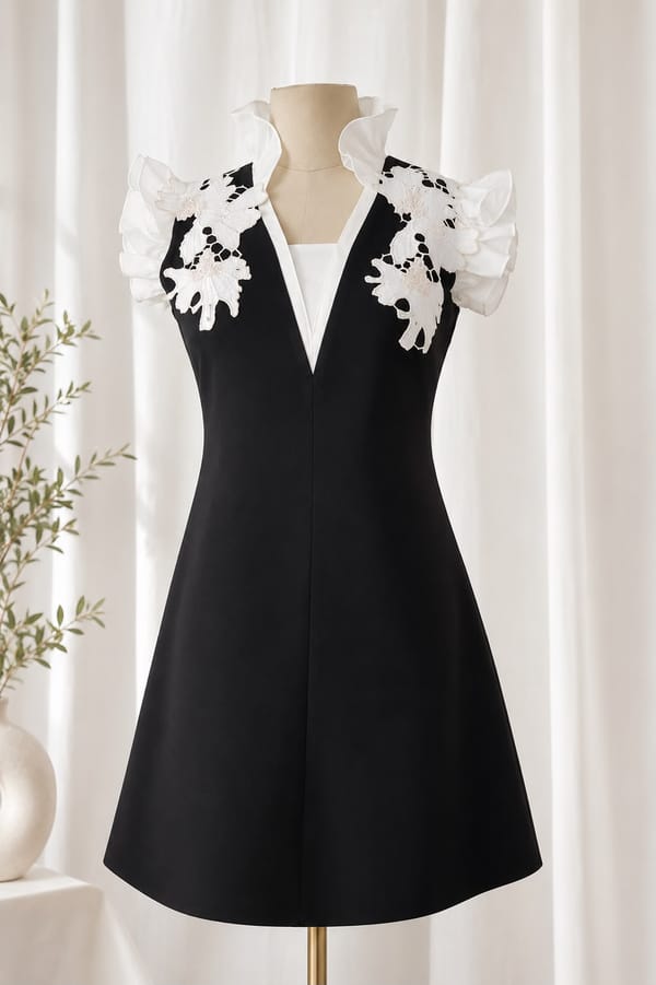 Noir Lace Ruffle Mini Dress — ANYSA