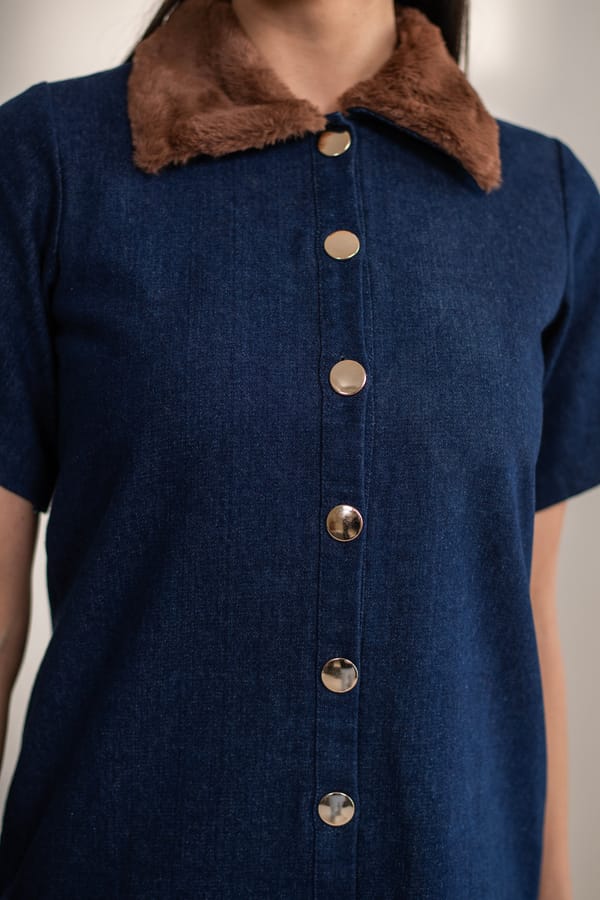 Valencia Fur and Denim Dress — AKSH