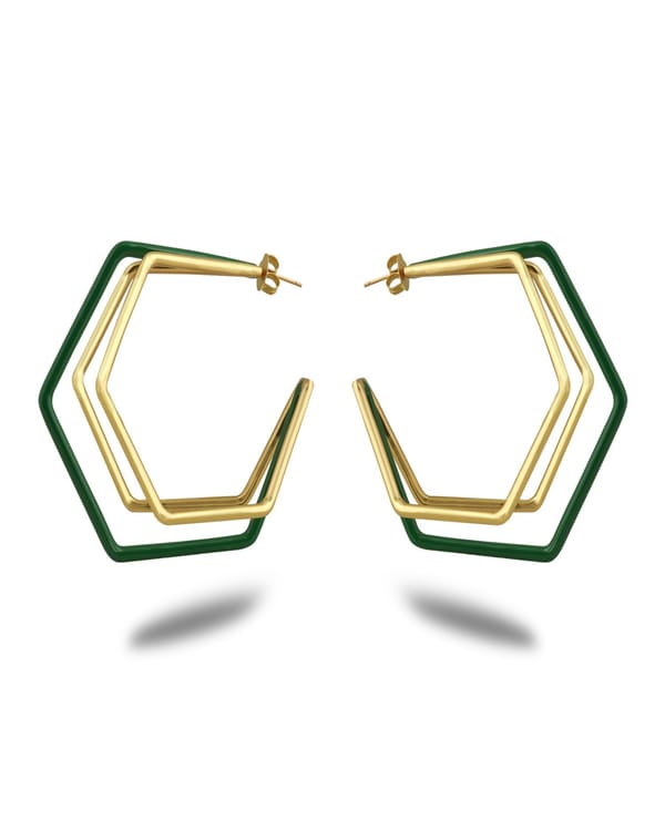 Xl Trio Enamel Gold Hoops — Varnika Arora