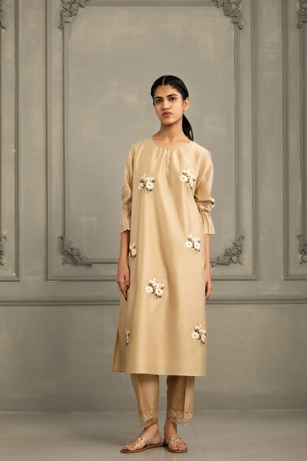 Embroidered Tunic In Silk Chanderi With Dupatta — Arcvsh Pallavi Singh