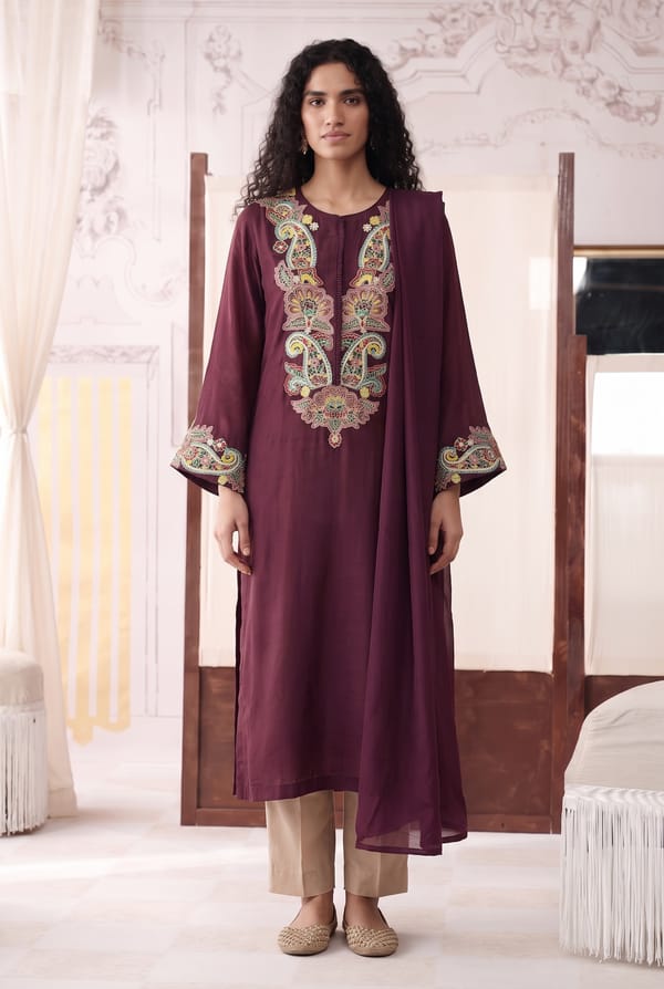 Wine Kurta Set — Basanti Kapde aur Koffee