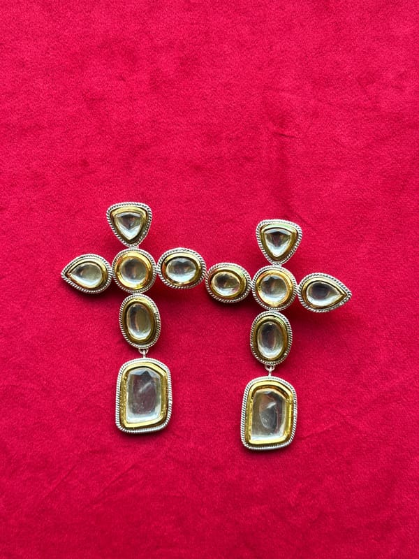 Valliyan Polki Cross Earring — Valliyan