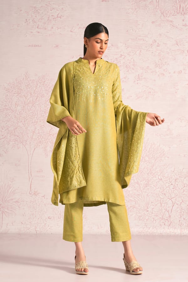 Shimmer Strings Kurta Set With Dupatta — Kaveri