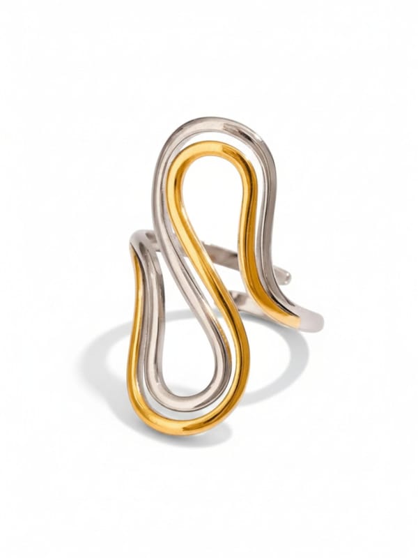 Two Tone Double Layer S Shaped Open Ring — Cao Jewellery
