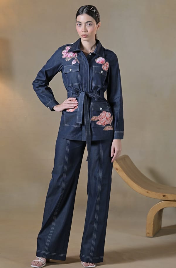 Blue Denim Floral Patch Set — OMBRELLO