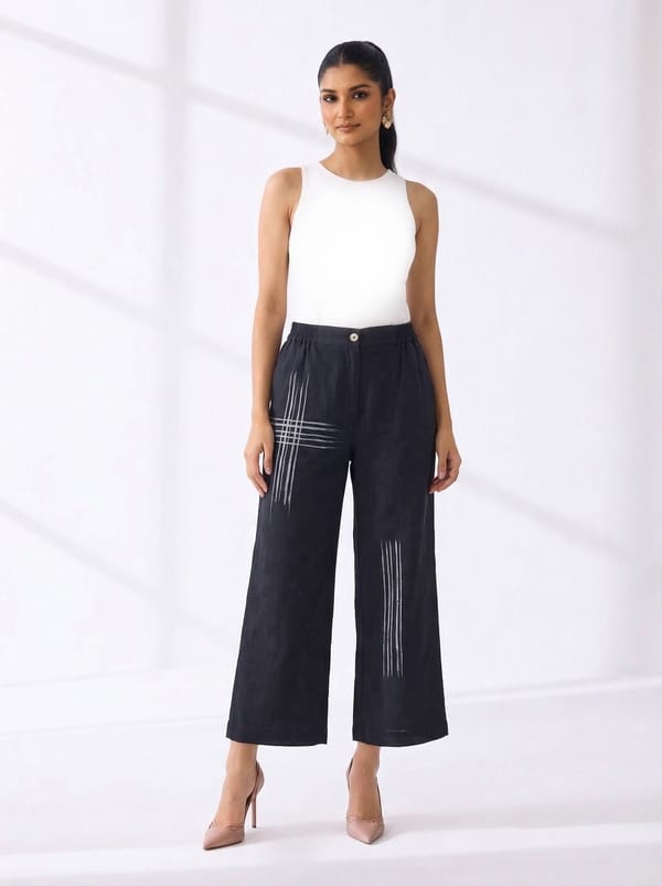 Black Ikat Drawstring Trouser — Subtle Shuttle Studio
