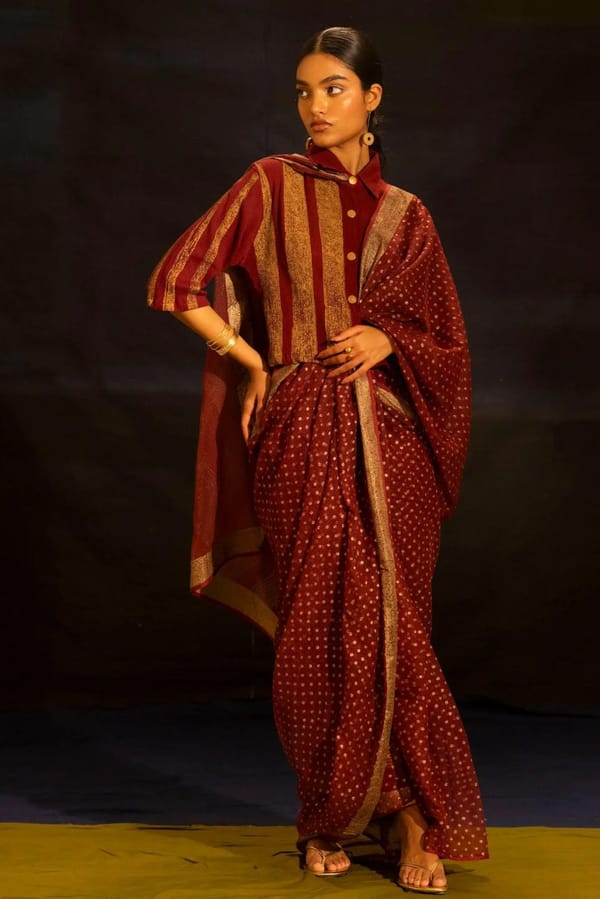 Illume Rivet Maroon Saree — Banana Labs