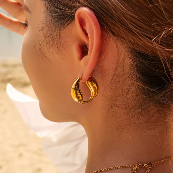 Double Water Drop Splicing Hoop Earrings, Leah — Inaya Accessories