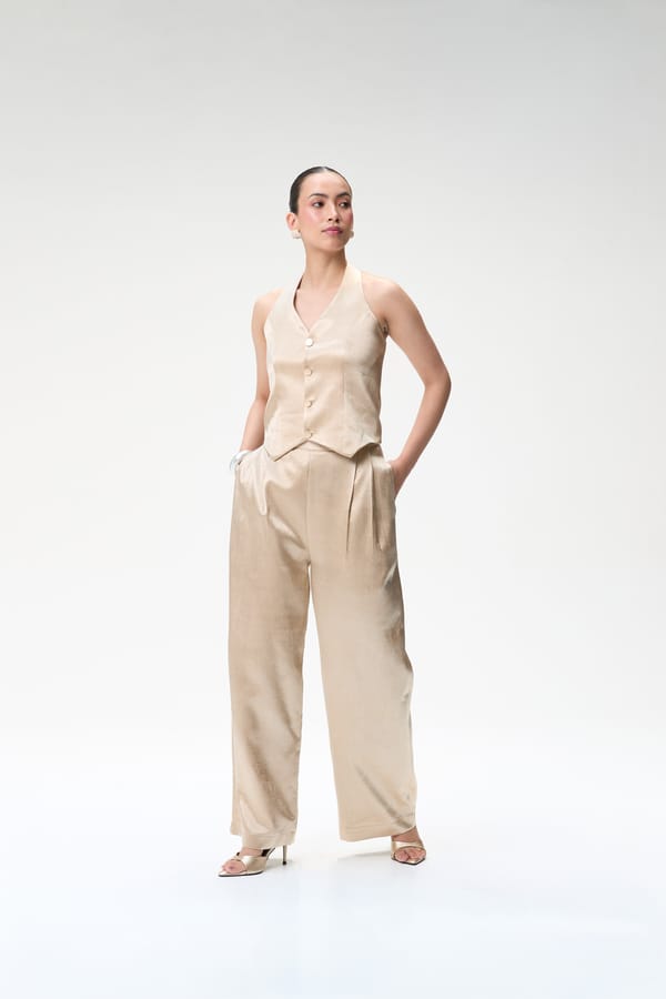 Champagne Trouser With Pleats — Tara & I
