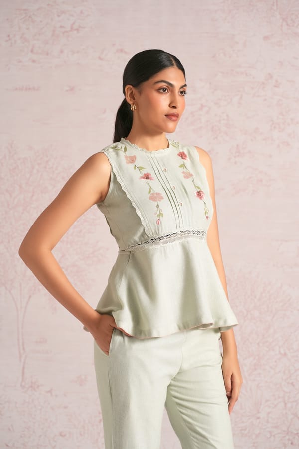 Blush Vines Peplum Top — Kaveri