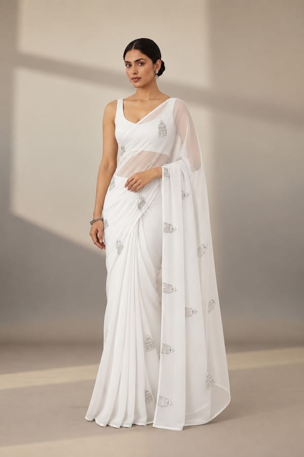 Motif Organza Saree � Dome — Orthodox