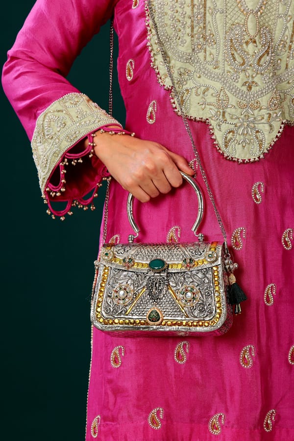 Anwesha Bag In Silver — Adwita