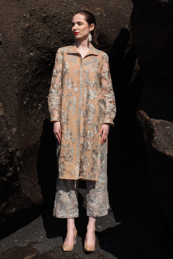 Metallic Embroidered Tulle Shirt and Pant Co-ord Set — Dash and Dot