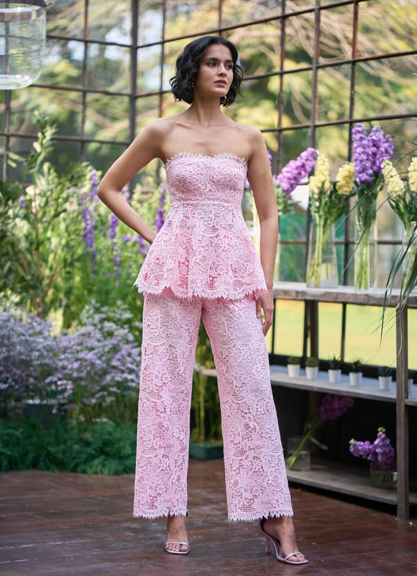 Scalloped Off-Shoulder Peplum Lace Top — Dash and Dot