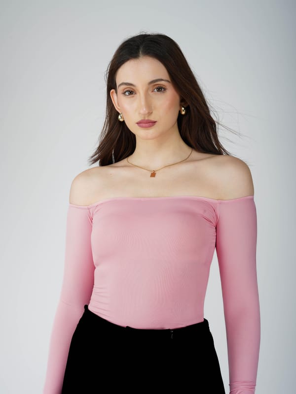 Off-Shoulder Bodysuit - Glaze Bodysuit (Flamingo) — Select Staples