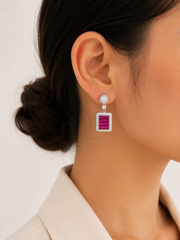 Mosaique Carre Drop Earrings — SilvPop Jewels