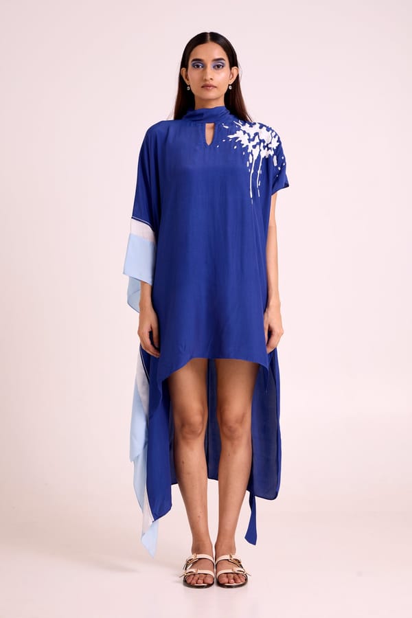 Ray - Electric Blue Neck Scarf Kaftan — Madder Much