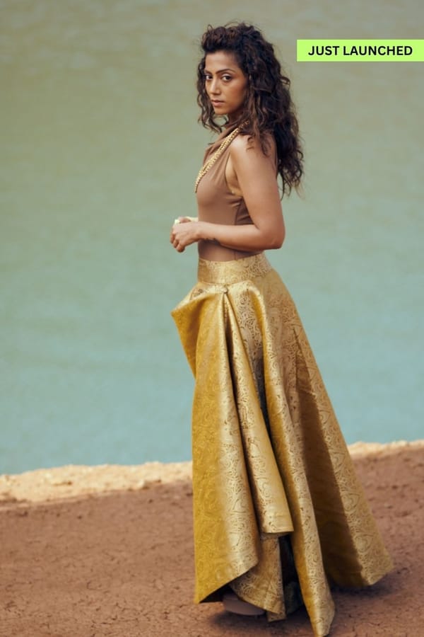 Mori Skirt in Mustard Brocade — Unrush