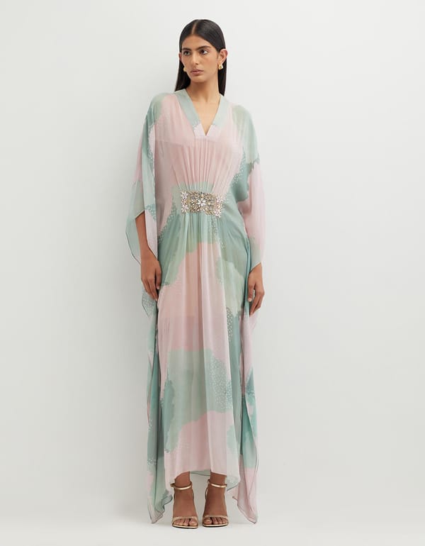 Multicolor Printed Kaftan & Hand Embellishement — Kavita Bhartia