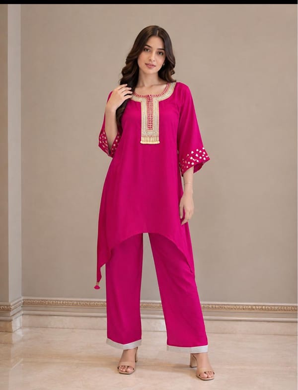 Magenta Kaftan Style Co-ord Set — SMAYA by Monica