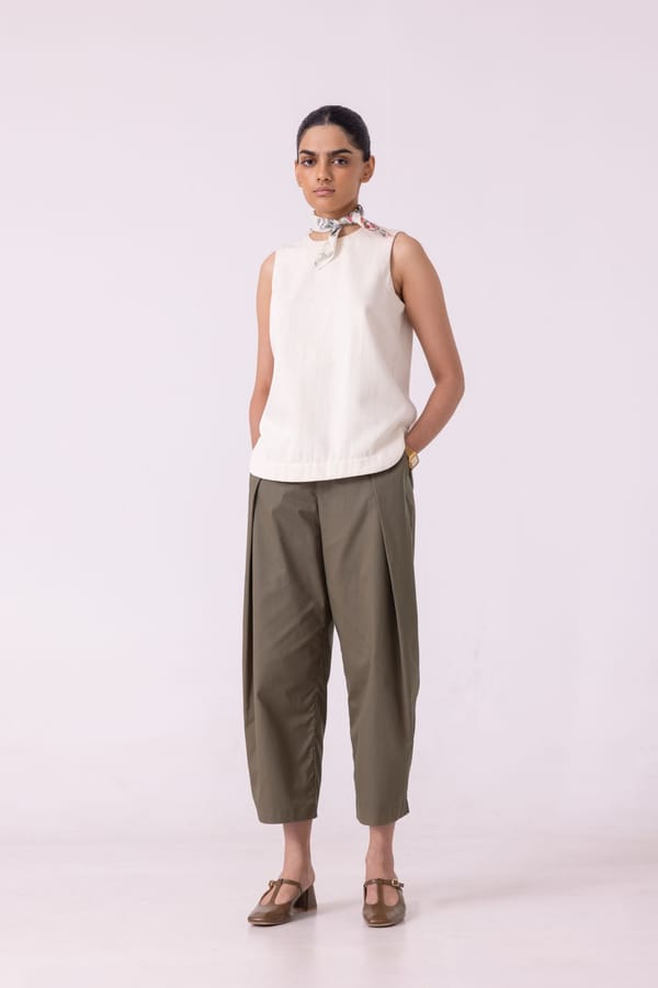 Dorothy Handwoven Denim Top — The Summer House