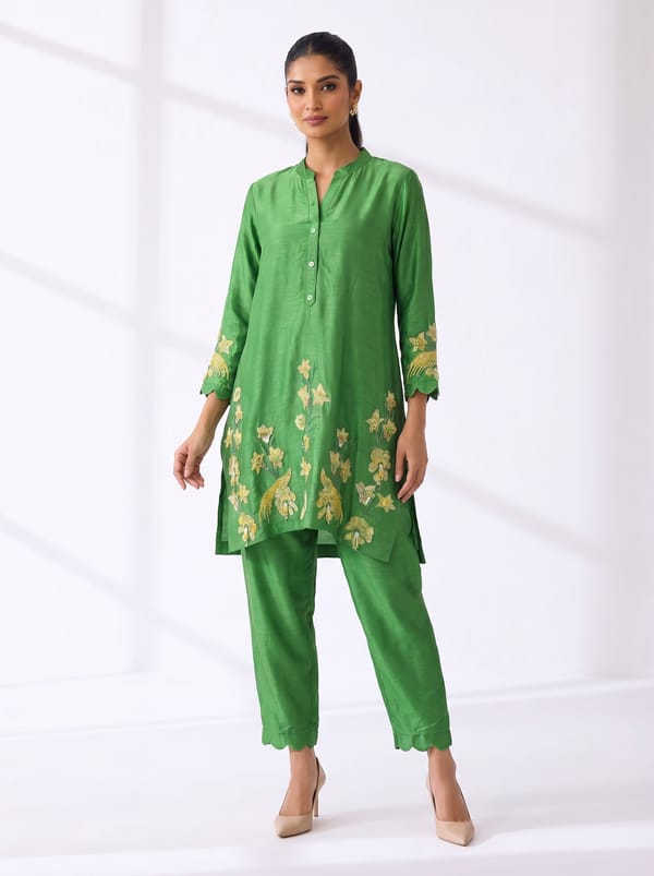 Green Meadow Applique Co-Ord Set — SURABHI ARYA
